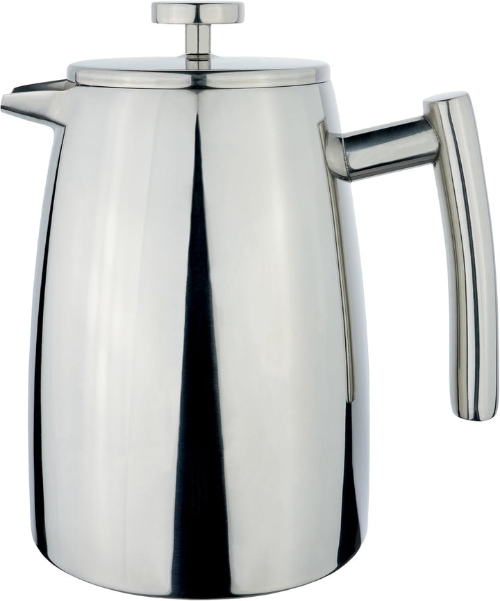 Cafe HFD-16 Stäl Belmont filtru de cafea cu perete dublu din oțel inoxidabil de înaltă calitate 18/10 - 16 cești demitasse, 2 litri, lustruit lucios, tamper