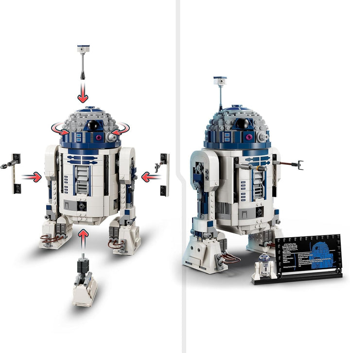 LEGO Star Wars R2-D2, set model pentru copii, băieți și fete, figurină droid construibilă cu minifigurina Darth Malek a 25-a aniversare și placă de decorare, idee de cadou de colecție 75379