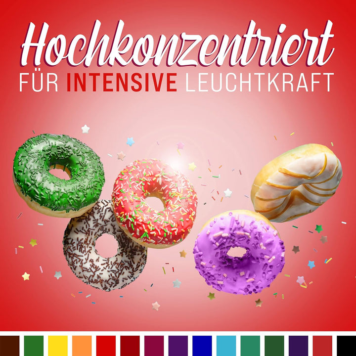 Belissia Lebensmittelfarbe Set 15X10Ml Farbstoff Hoch Konzentriert, Made in DE Zuckerfrei, Flüssig, Zum Färben Von Getränken, Kuchen, Teig, Toppings, Slime Uvm. Backzubehör