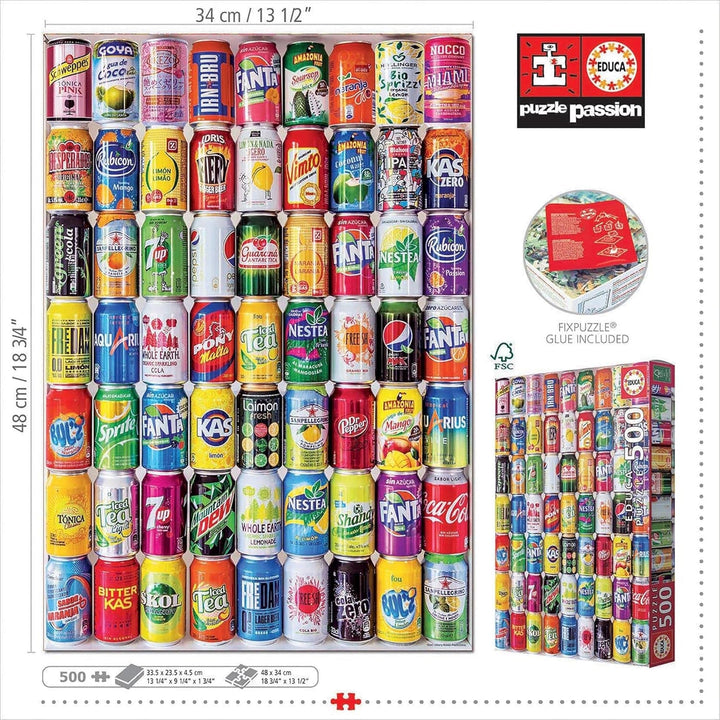 Educa - Puzzle 500 piese pentru adulti | Cutii de bautura, puzzle 500 piese pentru adulti si copii de la 11 ani, limonada, design, multicolor (18447)