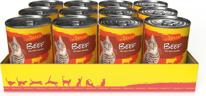 Josicat Beef in Jelly (12 X 400 G) | Adult | Hrană umedă premium pentru pisici adulte | Carne de vită în jeleu | Vitamina D3 & E | Fără cereale | Powered by JOSERA | Hrană umedă pentru pisici | 12-Pack