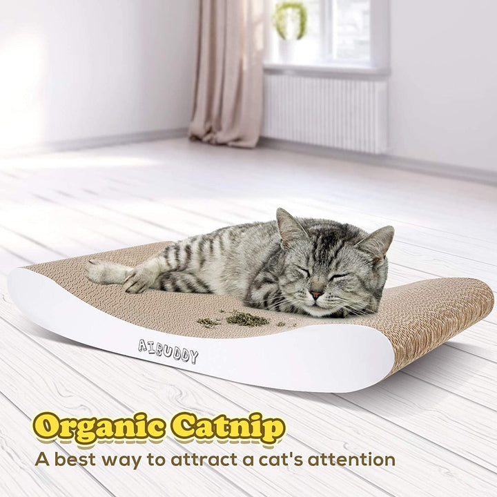Zgâriator pentru pisici, covoraș curbat, reversibil, fabricat din carton, pat extensibil cu catnip organic [44 x 25 x 7 cm, carton și construcție de înaltă calitate]