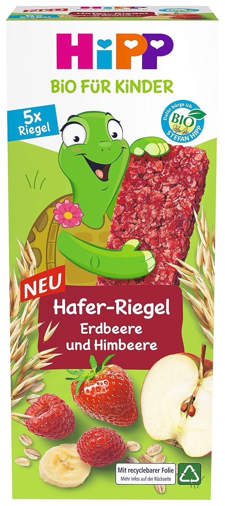 Hipp Bio Für Kinder Hafer Riegel, Erdbeere Und Himbeere, 8 X (5 X 20G)