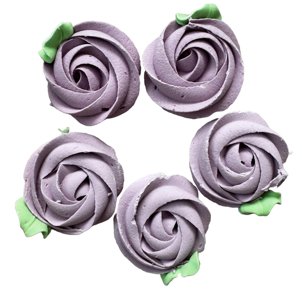 Lot de 5 décorations comestibles en meringue, Fleurs violettes