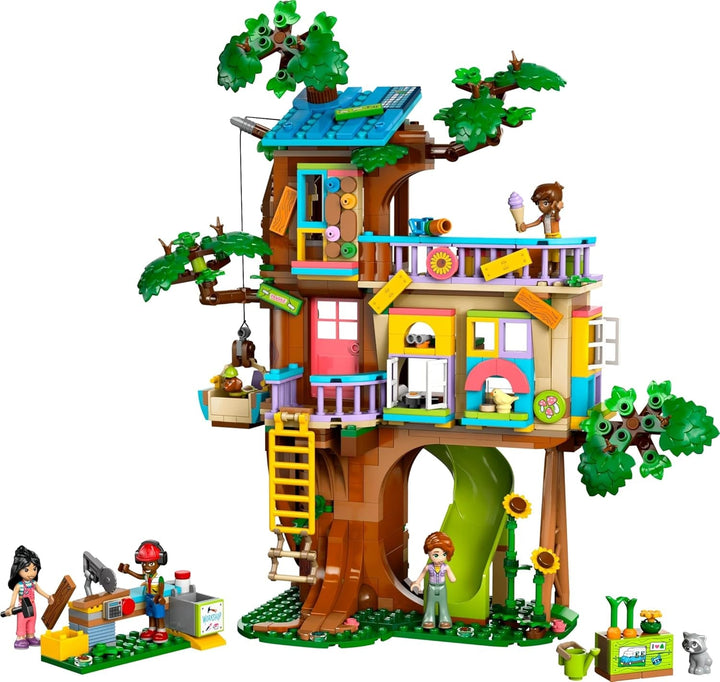 Casa din copac LEGO Friends, set de construit și jucat pentru jocuri de rol, casă de jucărie pentru fete de la 8 ani, set cu 4 minifigurine de personaje și 2 figurine de animale, idee de cadou pentru copii 42652