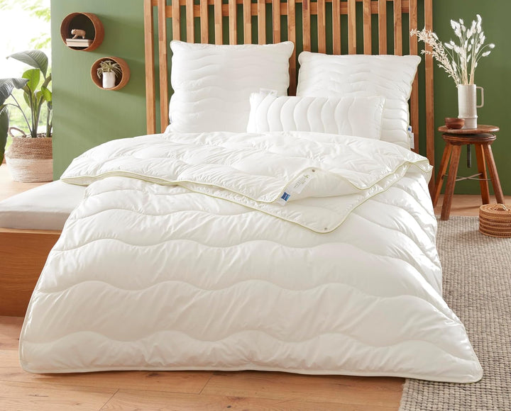 Badenia Trendline Eco quilt Aerelle Blue Duo 135 X 200 Cm, Alb, certificat Öko- Tex, Produs în conformitate cu standardul de calitate german