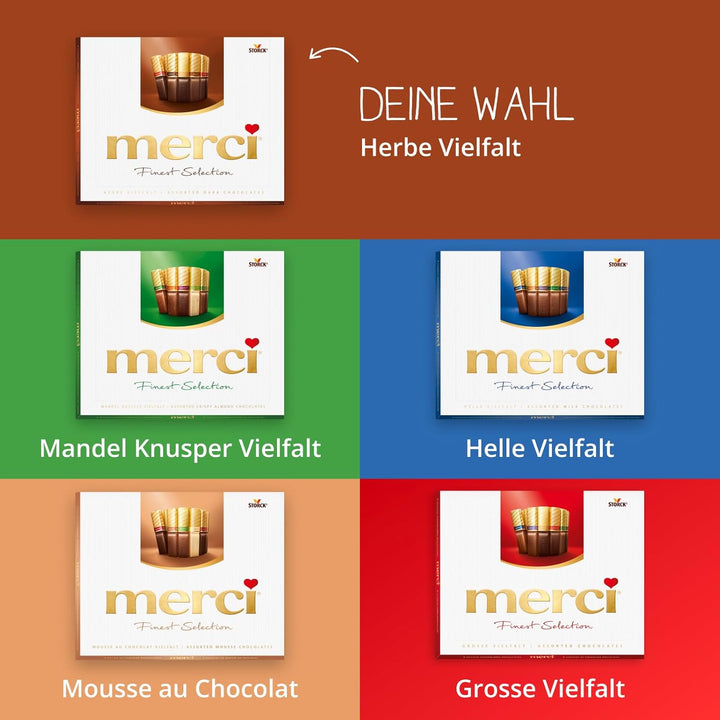 Merci Finest Selection Herbe Vielfalt – 1 X 250G – Gefüllte Und Nicht Gefüllte Schokoladen-Spezialitäten