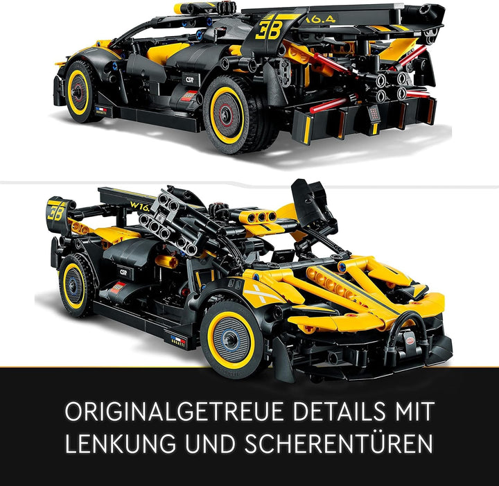 Mașină de curse LEGO Technic Bugatti, kit model mașină, jucărie mașină sport, set mașină iconică de colecționat, jucărie de construit de la 9 ani 42151