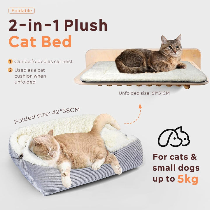 MAIYADUO Pat moale pentru pisici, lavabil, 42 x 38 cm, pat de pluș pentru câini și pisici mici - pernă 2 în 1 pentru pisici, pătură pentru pisici, canapea, cuib pentru pisici