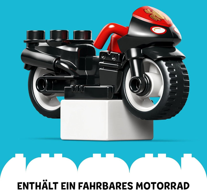 LEGO DUPLO Marvel Spins Motorcycle Adventure, Playset de fantezie pentru serialul TV Spidey și super prietenii săi, jucărie educativă de construit și reconstruit pentru copiii de 2 ani și peste 10424