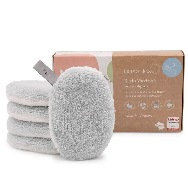 Waschies KIDS Wasch-Pads Für Babys Und Kinder, Zur Reinigung Nur Mit Wasser, Wiederverwendbar, Hautschonend, Supersoft, Made in Germany, Grün, 2Er Set