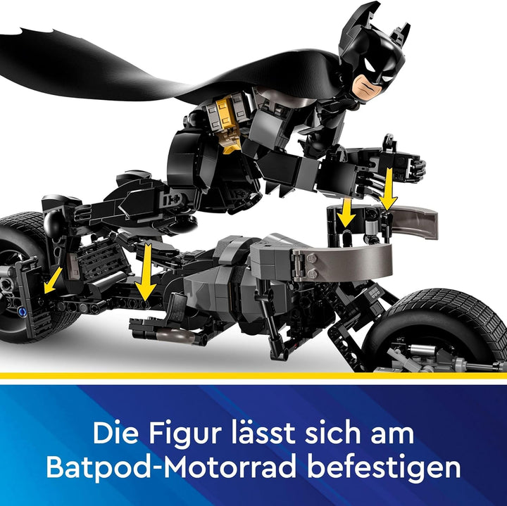 LEGO DC Batman: Batman figurină de construcție cu Batpod, jucărie pentru filmele cu supereroul, set de joacă de aventură pentru copii, cadou pentru băieți și fete 76273
