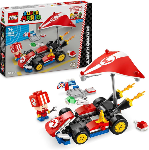 LEGO Super Mario: Mario Kart - Standard Kart, colecție Nintendo, cadou pentru copii, permite băieților, fetelor și jucătorilor de la 7 ani să joace independent, jucărie de aventură cu figura Toad 72032