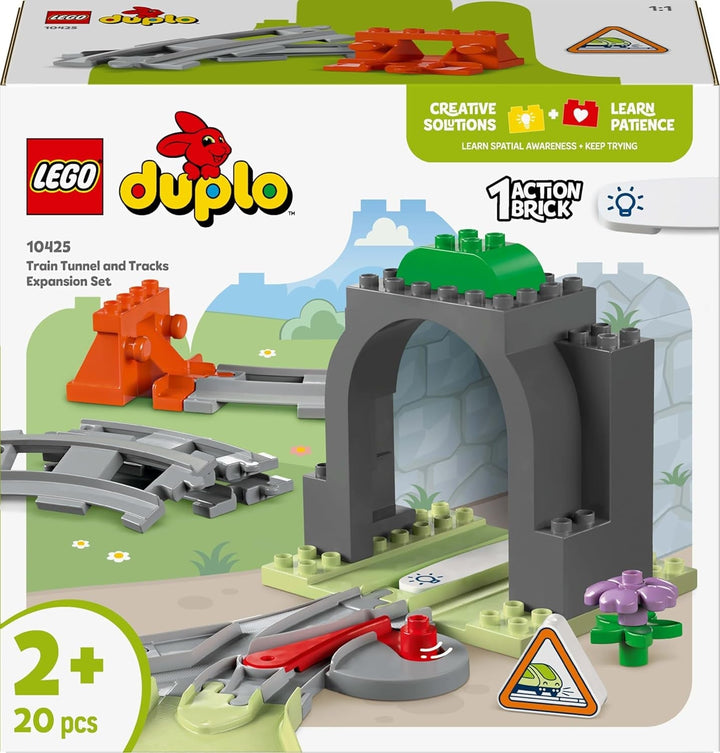 LEGO DUPLO Town Railway Tunnel And Tracks - Set de expansiune, cadou pentru copii mici, încurajează dexteritatea, set de joacă pentru fanii vehiculelor de la 2 ani, jucărie de învățare creativă 10425