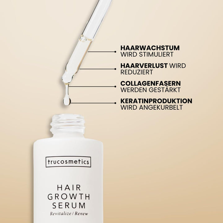 Trucosmetics Haarwachstumsserum | Haar-Serum Für Gesundes, Volles Haar | Reduziert Haarausfall | Steigert Haarwachstum | Peptide Komplex | Gesunde Kopfhaut | VEGAN