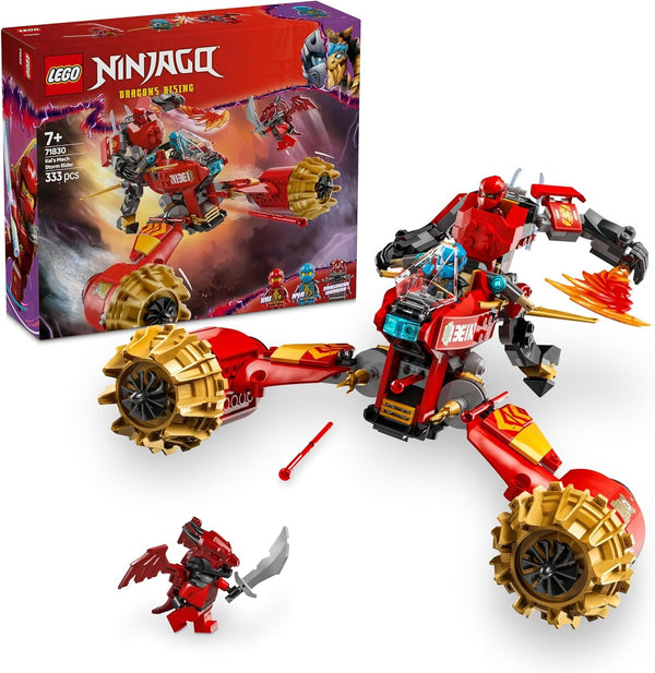 LEGO NINJAGO Kai's Storm Rider Mech - Jucărie motocicletă zburătoare cu 3 minifigurine - Mech cu cap, brațe și picioare mobile - Jucărie de construit - Cadou pentru băieți și fete cu vârsta de 7+ 71830
