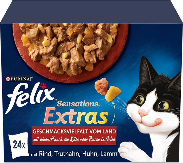 Felix hrană umedă pentru pisici Sensations Extras în jeleu Aromă varietate din țară, 6.120 kg