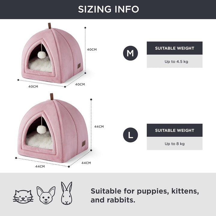 BEDSURE Peșteră pentru Pisici Roz - Pat Pliabil pentru Pisici cu Pernă Lavabilă, Cort pentru Pisici, Animale de Companie Mici și Medii, Casă de Pisici de Interior Moale și Călduroasă, 40 x 40 x 40 cm