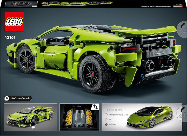 LEGO 42161 Technic Lamborghini Huracán Tecnica kit model de mașină de jucărie, set de construcție pentru mașini de curse pentru copii, băieți, fete și fani ai sporturilor cu motor, cadou de colecționat