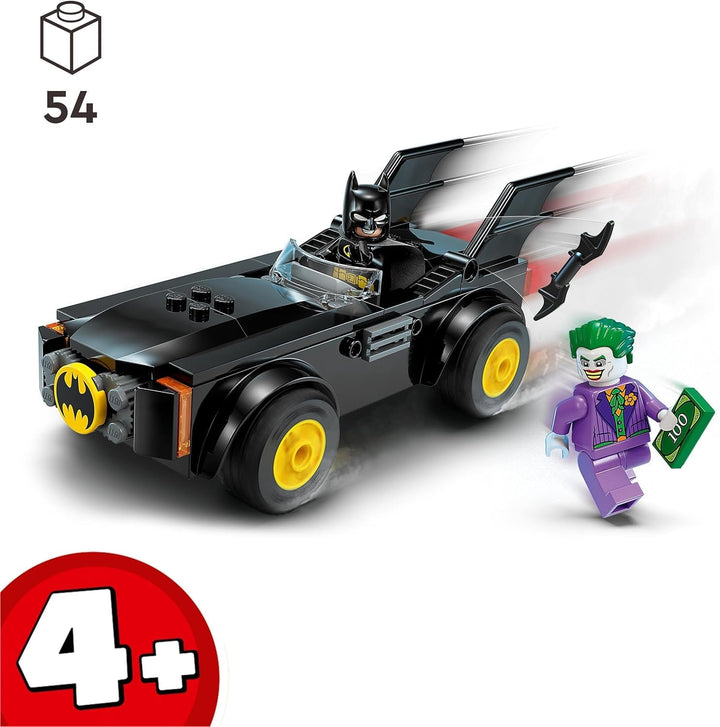 LEGO 76264 DC Chase in Batmobil: Batman Vs. Joker set de mașini de jucărie, Set de pornire pentru supereroi cu 2 minifigurine, Jucărie pentru copii preșcolari, băieți, fete cu vârsta peste 4 ani, Rapid de asamblat