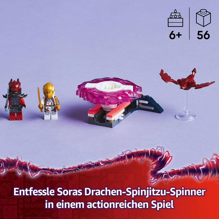 LEGO NINJAGO Sora's Dragon Spinjitzu Spinner - Jucărie Ninja de acțiune cu 2 minifigurine - Set de joacă mic pentru copii - Idee de cadou pentru băieți și fete de la 6 ani 71824