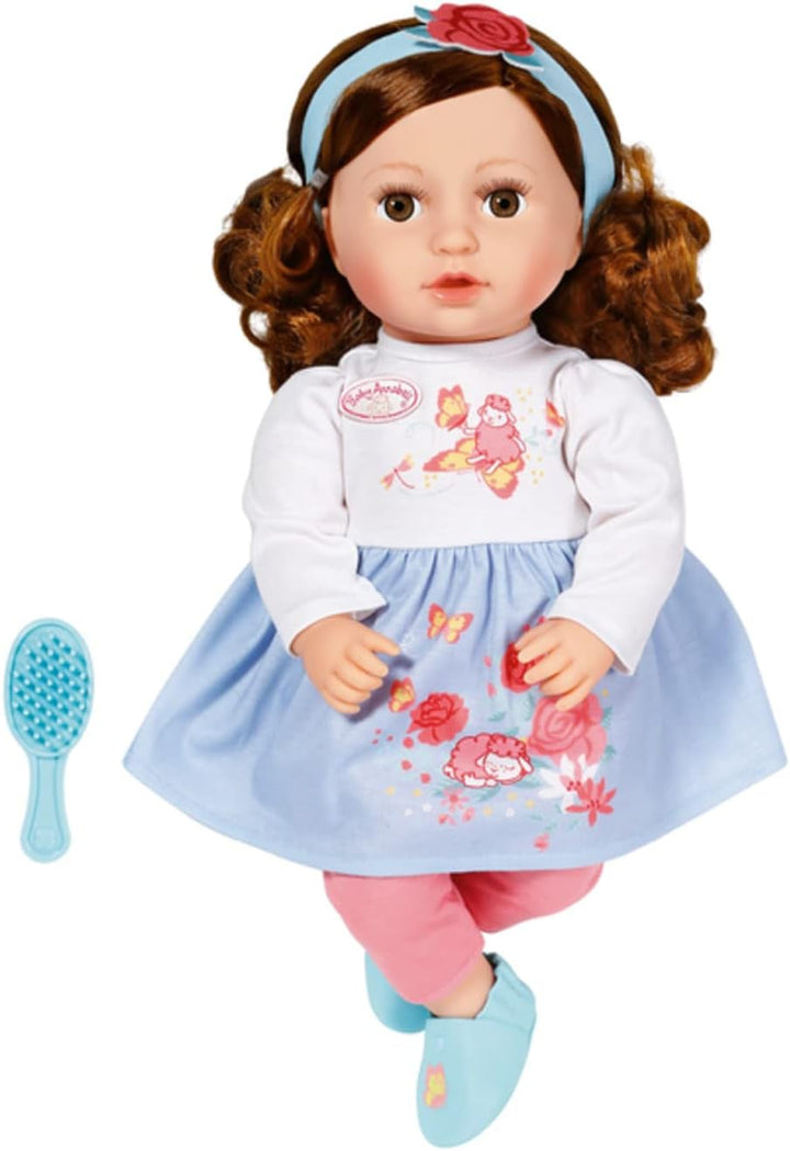 Baby Annabell Sophia Brunette 43Cm, păpușă moale cu păr lung castaniu, incl. haine pentru păpușă, bentiță și perie, 707234 Zapf Creation