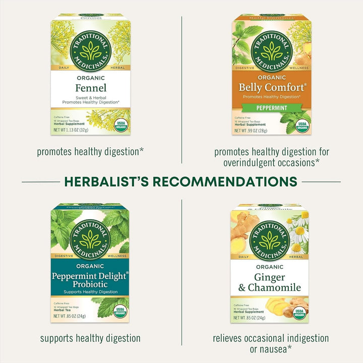 Organic Gas Relief Digestive Tea (Pack of 6) - Relieves Gas & Bloating- 96 Tea Bags Total Tea USA Naty Shop