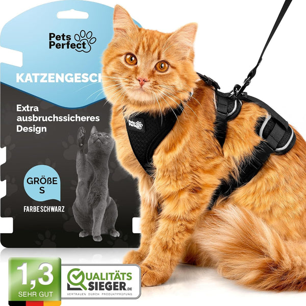 Ham perfect pentru pisici Pets Perfect - Ham suplimentar anti-evadare cu lesă - Lesă pentru pisici - Setul nostru de hamuri pentru pisici vă aduce siguranță la plimbări (S)
