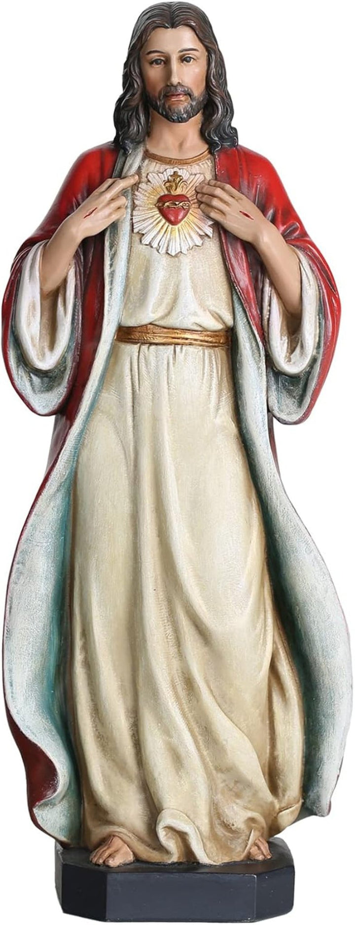 BC Statuie catolică Sacra Inimă a lui Isus, Isus Hristos, cadouri religioase, decorațiuni interioare inspiratoare, 15,2 cm înălțime, pictată manual de Buildclassic Statuete si sculpturi Naty Shop Maro 10 inch H