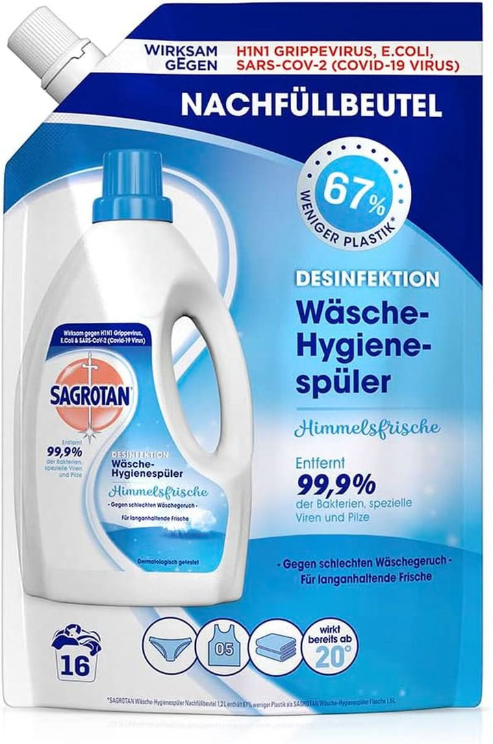 Sagrotan Detergent pentru igiena rufelor Sky Fresh Refill - efect dezinfectant, pentru rufe curate și proaspete din punct de vedere igienic