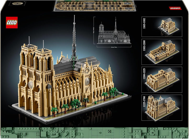 LEGO Architecture Notre-Dame De Paris, piesă de colecție pentru adulți, suvenir din Franța, cadou pentru femei, bărbați, globetrotteri și toți pasionații de istorie, model arhitectural 21061