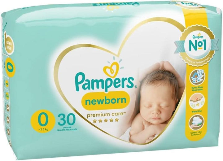 Pampers scutece mărimea 0 (<3 kg), Premium Care scutece, 30 bucăți