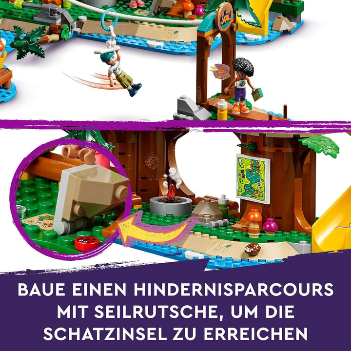LEGO Friends Tree House At Adventure Camp, set de joacă pentru fete și băieți de la 8 ani cu 5 figurine și 5 animale, idee de cadou pentru jocuri creative, jucării sportive, casă de păpuși 42631