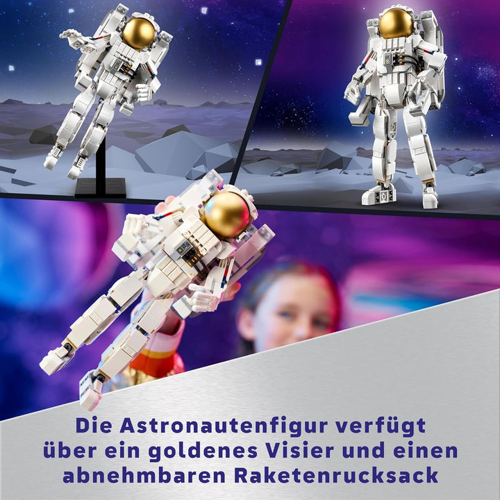 Jucărie LEGO Creator 3In1 Astronaut în spațiu, kit model cu câine și navă spațială pentru copii, decorațiuni pentru grădiniță, cadou creativ pentru băieți și fete de la 9 ani 31152