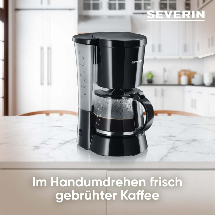 SEVERIN Cafetieră cu filtru cu ulcior din sticlă, Cafetieră pentru până la 10 cești per ulcior, Pentru savurarea cafelei aromate, Funcționare simplă, Cu placă de încălzire, Negru, KA 4479