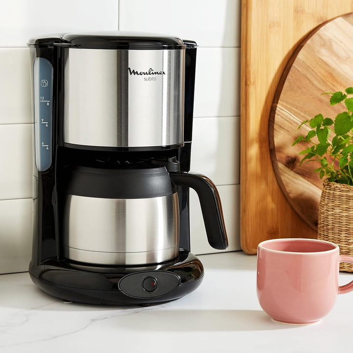 Moulinex FT360811 Cafetieră termică Subito oțel inoxidabil, negru