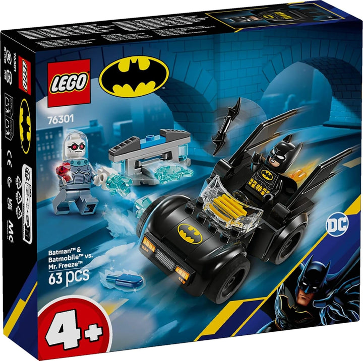 LEGO DC Batman: Batman & Batmobil Vs. Mr. Freeze - Jucărie cu mașină de supereroi cu 2 minifigurine - Tragător de gheață cu elemente pentru foc - Cadou pentru băieți și fete de la 4 ani 76301