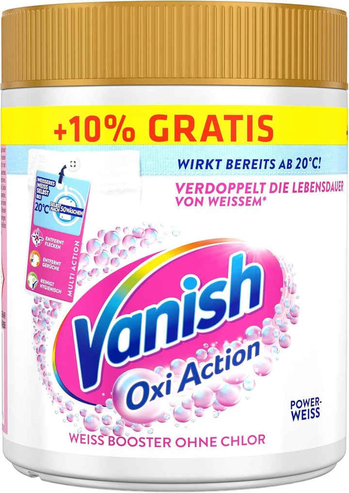 Vanish Oxi Action Powerwhite Powder - 1 X 1,125 Kg - pudră de îndepărtare a petelor și de îmbunătățire a rufelor fără clor - pentru rufe albe