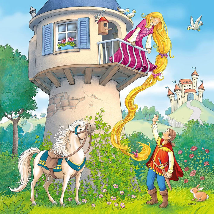 Ravensburger Puzzle pentru copii - 08051 Rapunzel, Scufița Roșie și Regele Broască - Puzzle pentru copii de 5 ani și peste, cu 3X49 piese