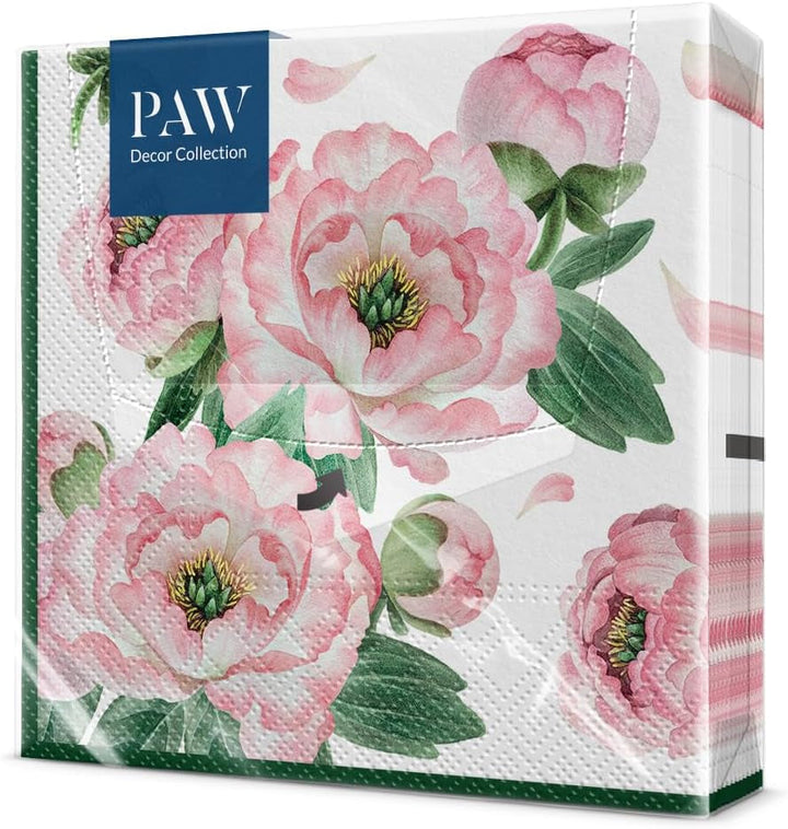 PAW - Șervețele 3 straturi (33 X 33 Cm) I 20 bucăți I Perfect pentru zile de naștere, petreceri, nunți, comuniuni și sărbători I Decor de masă Șervețele de hârtie elegante - Eucalipt auriu I Eucalipt auriu