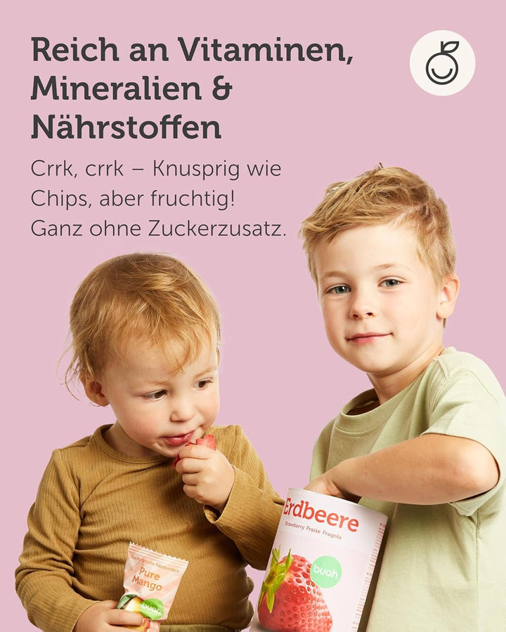 BUAH® Mix de fructe liofilizate | vișine, căpșuni, coacăze roșii și negre liofilizate fără zahăr adăugat | 100% fructe | vegan, fără gluten, fără lactoză (128g) Produse deshidratate Naty Shop