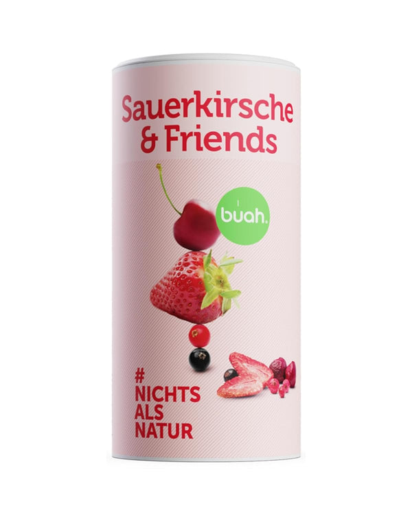 BUAH® Mix de fructe liofilizate | vișine, căpșuni, coacăze roșii și negre liofilizate fără zahăr adăugat | 100% fructe | vegan, fără gluten, fără lactoză (128g) Produse deshidratate Naty Shop Titlu implicit