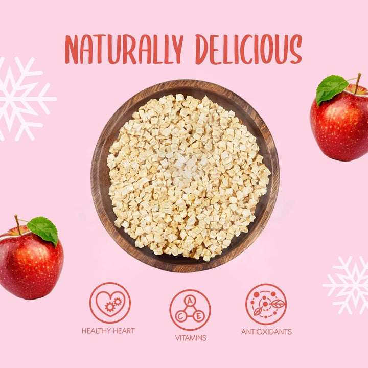 Bucăți de mere liofilizate 100g - Fructe liofilizate - Fructe uscate liofilizate - Mere uscate - Perfect pentru coacere, decorarea prăjiturilor, gustări, muesli și deserturi Produse deshidratate Naty Shop