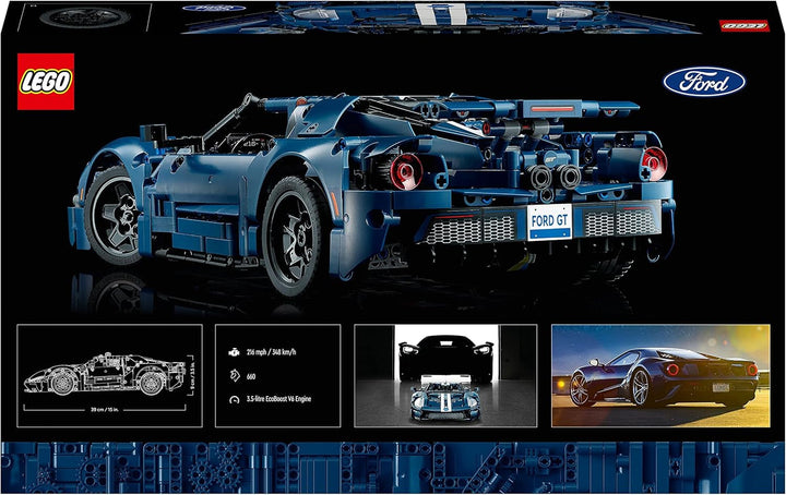 LEGO 42154 Technic Ford GT 2022 Kit model de mașină pentru adulți, Supercar la scara 1:12 cu caracteristici autentice, set avansat pentru colecționari