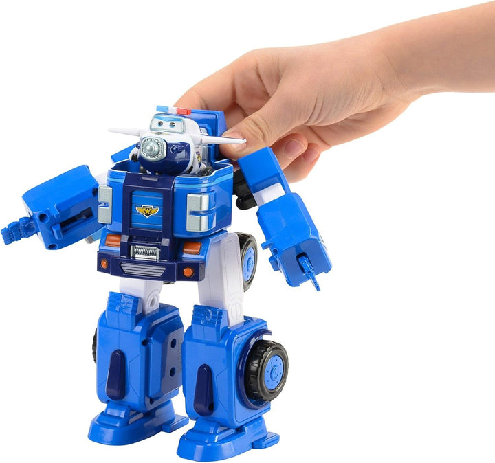 SUPER WINGS - VEHICUL ROBOT CONVERTIBIL "PAUL'S CRUISER" 18 Cm + 1 FIGURĂ 5 Cm - Mașină și avion de jucărie Transform-A-Bots din serialul animat - Jucării pentru copii peste 3 ani