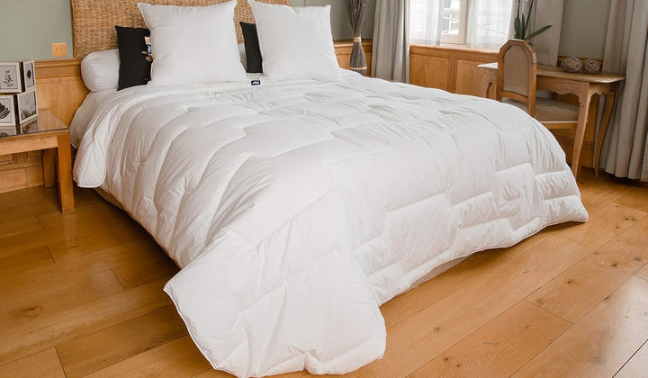 COLAS NORMAND Plapumă din bumbac Percale, 260 X 240 cm, de înaltă calitate, 100% bumbac Percale, moale și confortabil, durabil, finisaj fin, fabricat în Franța, alb