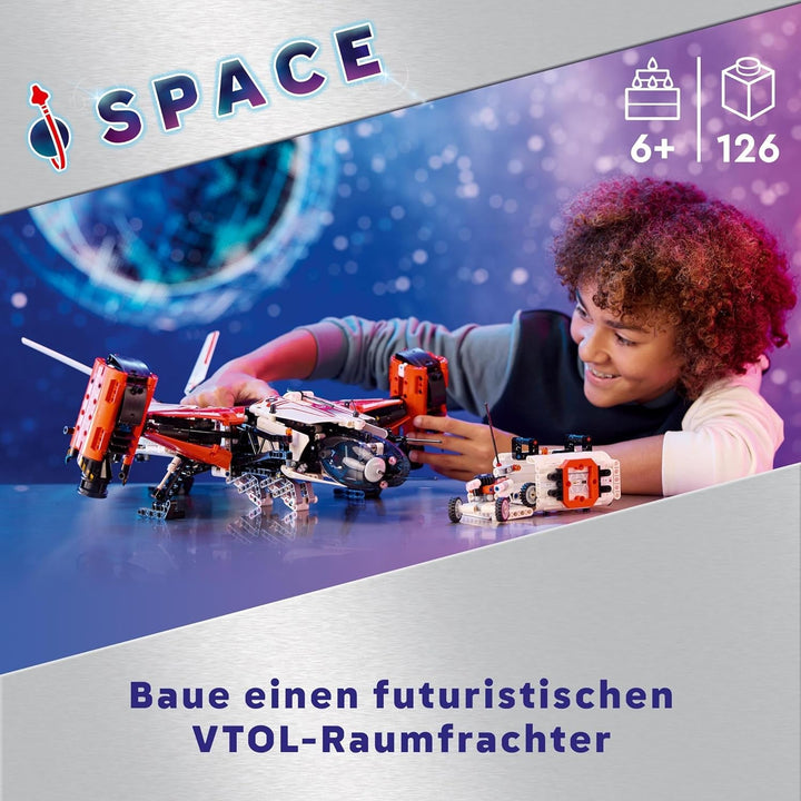 LEGO Technic Vtol transportor spațial LT81, set de construcție spațială, jucărie spațială, navă spațială, set de joacă cu mini-rover, cadou pentru băieți și fete cu vârsta peste 10 ani 42181