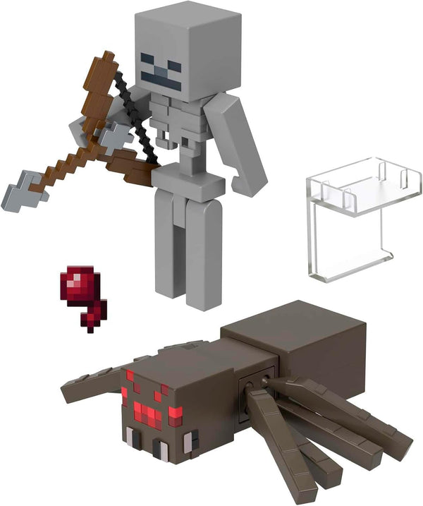 Mattel Minecraft Aprox. 8 cm Action Figure 2-Pack cu 2 figuri și 2 accesorii, figură de colecție ca cadou HLB29