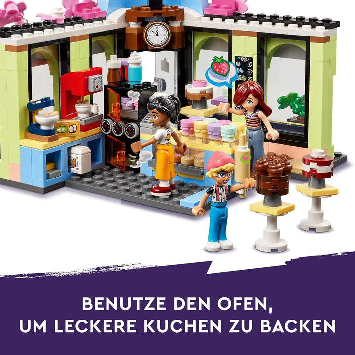 LEGO Friends Heartlake City Café, jucărie pentru copii, brutărie de jucărie, idee de cadou pentru fete și băieți cu vârsta peste 6 ani, set cu 3 figurine de joacă și figurină de câine 42618