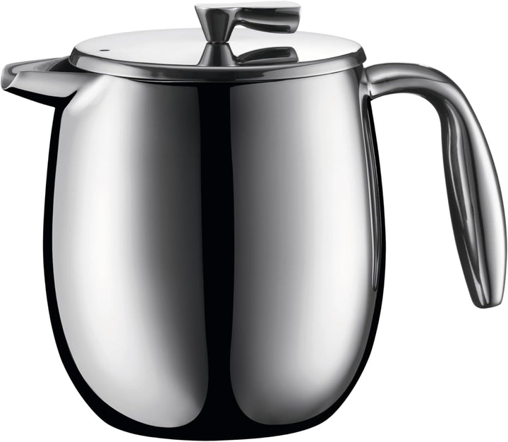 Cafetieră Bodum 1308-16 Columbia (cu perete dublu, din oțel inoxidabil, rezistentă la spălarea vaselor, 1,0 litri (34 oz)) Strălucitoare